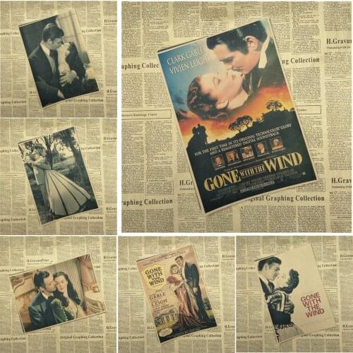 Gone with the wind Classic Movie Kraft Paper Poster Bar Cafe Living Room Dining room Wall Decorative Paintings