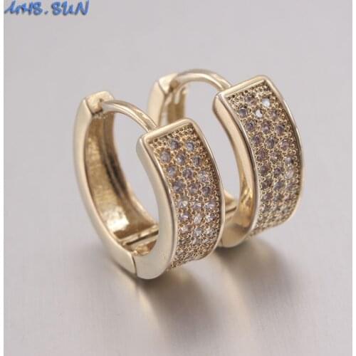 MHS.SUN Luxury AAA CZ Hoop Earrings Fashion Women Circle Earrings Gold Color Zircon Ear Jewelry Trendy Style 1Pair