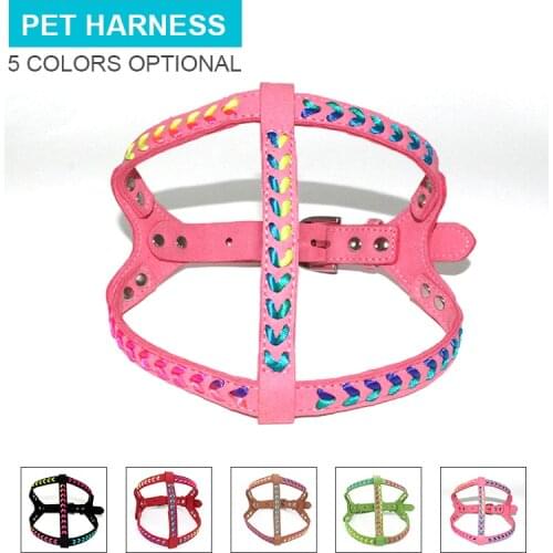 Manual Dog Harness Adjustable Colorful Woven Soft Pet Vest Shining Diamonds Outdoor Walking Runing Dogs Harnesses Pets Supplies