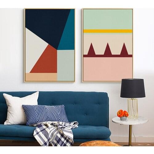 Self-adhesive Wall Stickers Abstract Geometric Modern Colorful Poster Paintings Wall Art Pictures for Living Office Home Decor