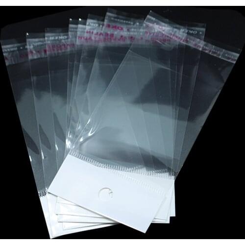 12*20cm Self Adhesive Clear Plastic Bag OPP Polybag Pouch Gift Packaging Bag for Jewelry Ornaments Rings Earrings With Hang Hole