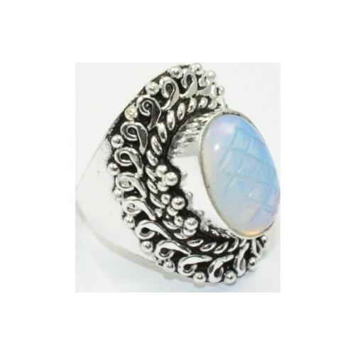 Fire Opal Ring Silver Overlay over Copper, USA Size : 8 , R1473