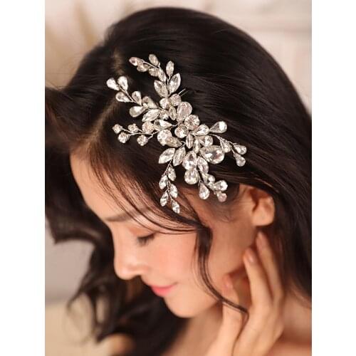 Silver Rhinestone Wedding Accessories Hair comb Trendy Women bride to be Luxury Headdress Bridal Fascinator wedding hair jewelry