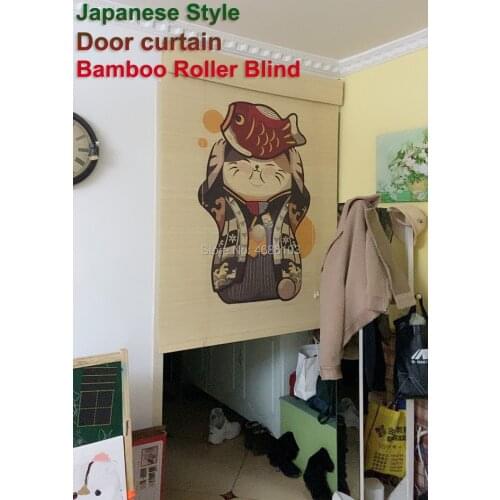 Japanese printed bamboo roller blinds bamboo Door curtain blackout roller blinds printed curtain shutter curtain vintage porch