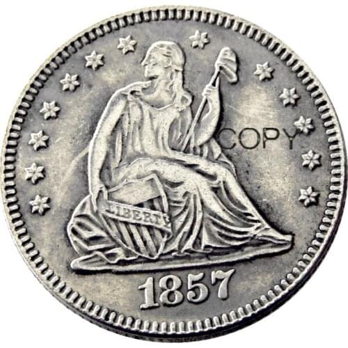 USA 1857 1857-O 1857-S Seated Liberty Quarter Dollars Different Mint Silver Plated 25 Cents Copy Coin
