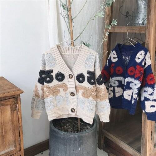 Toddler Sweater Fashion Korean Alphabet Knit Cardigan For Girls Kids Clothing Autumn High Quality Jackets Baby Outwear Coats New