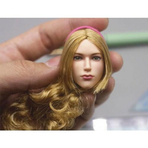 VC-TJ-03 1/6 Female Head Sculpt Girl Soldier Head Carving Long blonde Hair Fit 12'' Pale Action Figure Body