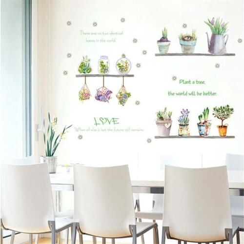 Vivid Green plant wall sticker Living room bedroom wall decoration Home decoration Flower and grass landscape stickers