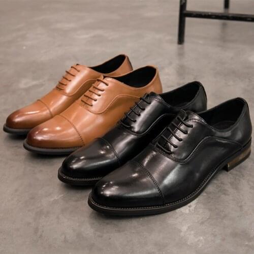 Yomior Pointed Toe Lace-Up Men Casual Shoes High Quality Leather Formal Dress Oxfords Business Wedding Banquet Suit Shoes