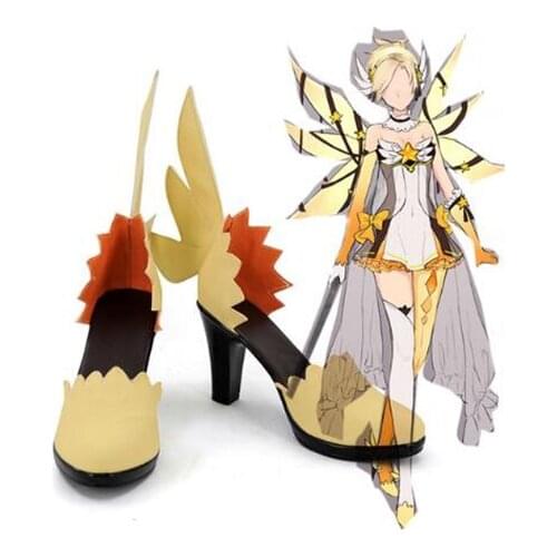 OW Legend Mercy Angela Ziegler Cosplay Shoes Boots Game Halloween Party Boots for Adult Women High Heel Shoes Accessories