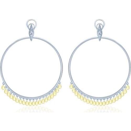 Fashion Water Drop Colorful Crystal Pure 925 Sterling Silver Tassel Dangle Earring Round Drop Large Cuff Women Wedding Jewelry