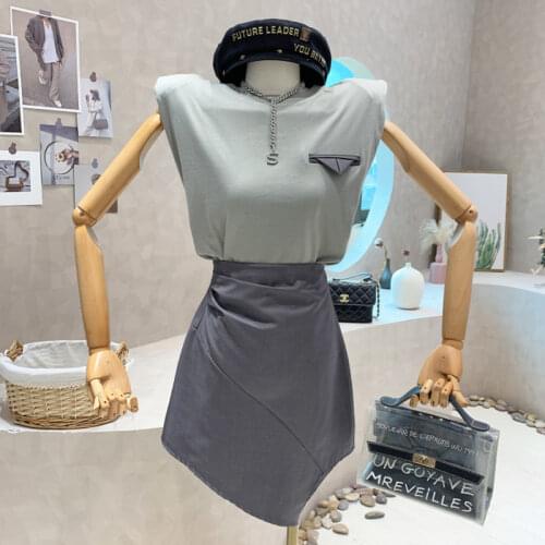 New Womens Clothing Summer 2021 Fashion temperament stand collar sleeveless off shoulder shirt Sexy Top