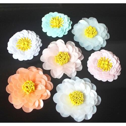 6CM Size White Pink Orange Sequins Flower Patch Clothes Applique for Dress Bags Brooch Clothes fashion Sew on flower patch