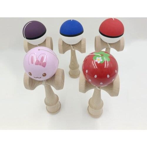18X6X7CM Cartoon Pattern Kendama Ball Wooden Toys Skillful Juggling Games Ball Leisure Sports Toys PU Paint Adult Children Toys