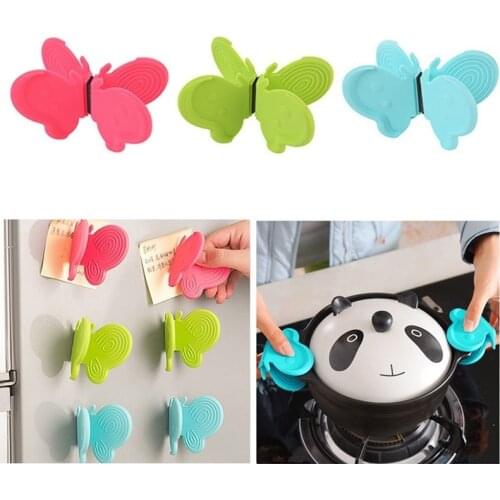 2pcs/set Butterfly Shaped Silicone Anti-scald Devices Fridge Magnet Kitchen Tool Insulation Plate Clamp для кухни