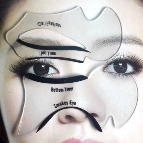 2pcs Eyeliner Stencil Cat Eye Fish Tail Double Wing Eyeliner Stencil Models Template Shaping Tools Eyebrows Template Card DIY