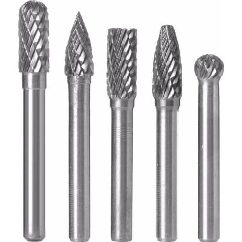 5pcs Tungsten Carbide 8MM Rotary Point Burr Die Grinder 6mm Shank Bit Set