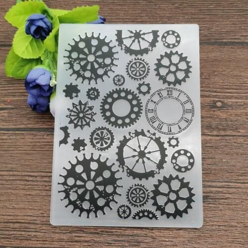 AOKEDIY Gear print DIY Plastic Embossing Folders for DIY Scrapbooking Paper Craft/Card Making Decoration Supplies