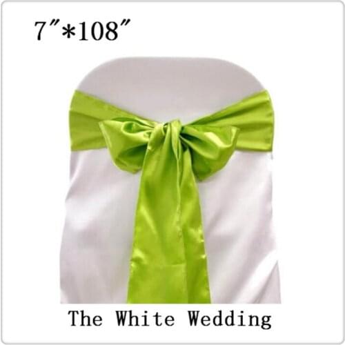 Free Shipping 100 pcs apple green Color Chair Sash for Wedding Decoration