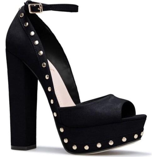 Sexy Women Rivets Studs Sole Chunky heels Sandals Peep toe Stiletto Heels Pumps Platform Ankle Strap Gladiator Sandal Shoes