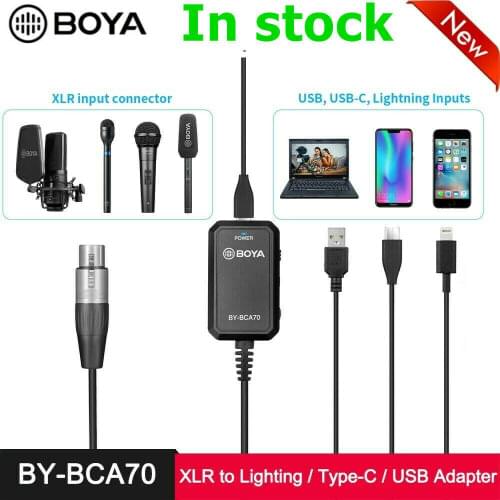 BOYA BY-BCA70 XLR Audio Adapter for XLR Microphones to PC Mobile Devices Compatible With Type-C, Andorid/iOS Smartphones