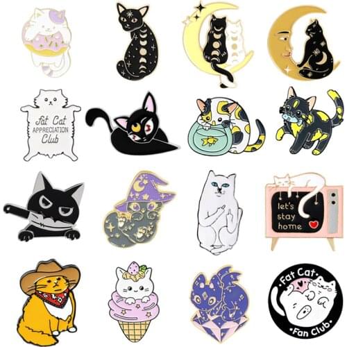 31 Styles Cute Funny Cat Brooch Bag Clothes Backpack Lapel Enamel Pin Badges Cartoon Jewelry Gift For Friends Women Accessories