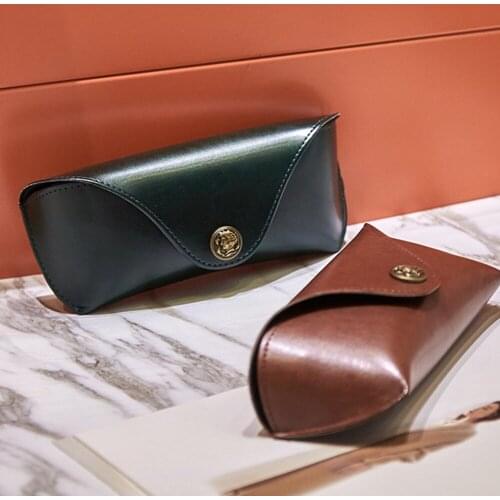 Simple Retro PU Soft Leather Glasses Case Handmade Top Grade High-quality Sunglasses Bag Anti-Stress Portable Eyeglasses Case
