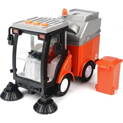Children Simulation Road Sweeper Toy Garbage Truck Sanitation Processing Street Car Model Light Music Back Birthday Toy Car Gift