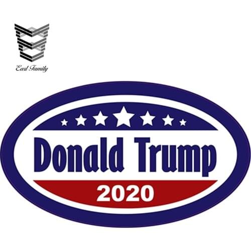 EARLFAMILY 13cm x 7.6cm Donald Trump 2020 Oval Vinyl Sticker Car Styling Waterproof Decal Motor Car Accessories
