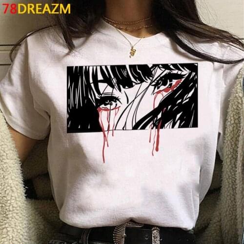 Japanese Anime T Shirt Tearful Girl Graphic Tees Women Kawaii Summer Tops Cartoon T-shirt Y2k Aesthetic Harajuku Tshirt Female