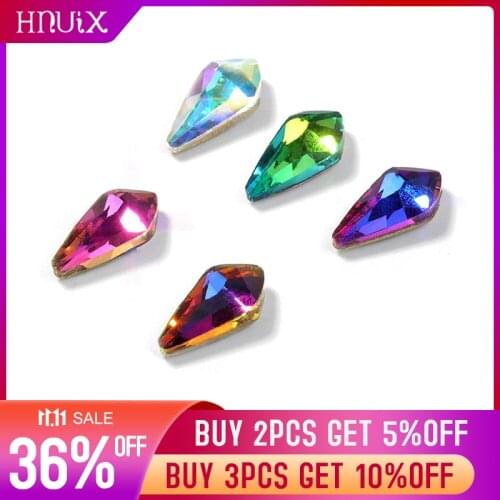 HNUIX 10pcs Clear AB Rhinestones For 3D Nail Art Decorations Arrow Shape Charm Nails Gems DIY Flat Back Strass Nail Art Crystal