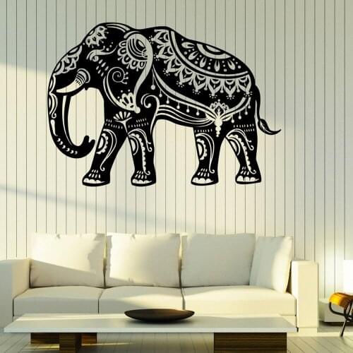 Indian Elephant Wall Vinyl Decal Pattern on Skin Home Interior Decor Wall Decal Strong Adhesive Vinyl Wallpaper L756