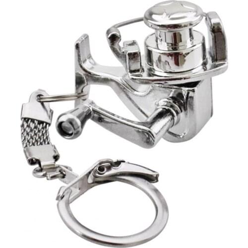Alloy Reel Drum Pendant Keychain Key Ring Mini Miniature Sea Fishing Tackle рыбалка Fish wheel keychain