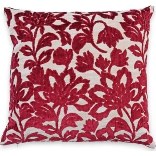 Mink Claret Red Floral Pattern Square Velvet Pillow 50 X50 cm Cozy Throw Couch Bed Sofa Christmas Decorations Home Decor