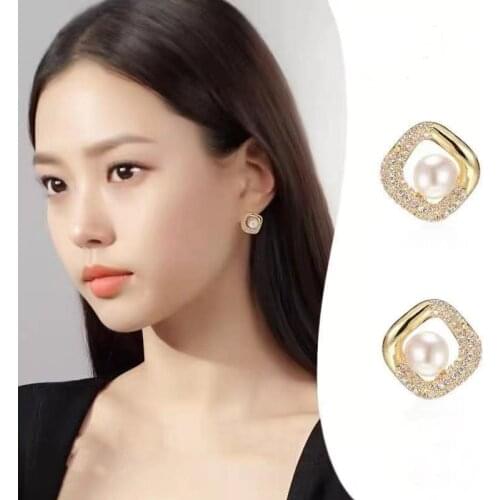 Korean GO MIN SI fashionable new Youth in May drama Square Earrings elegant design simple high quality earrings for women