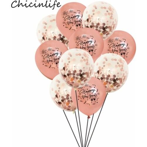 Chicinlife 12inch Happy new year latex balloons gold Confetti Balloon New Year Patry Decoration 2020 Happy New Year