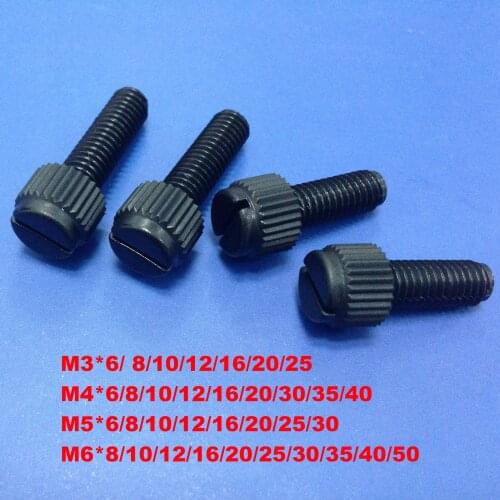 M4*8 10 12 16 20 25 30mm Black plastic Nylon thumb screw knurled bolt slotted Plastic screw nut fastener hand adjusting handle