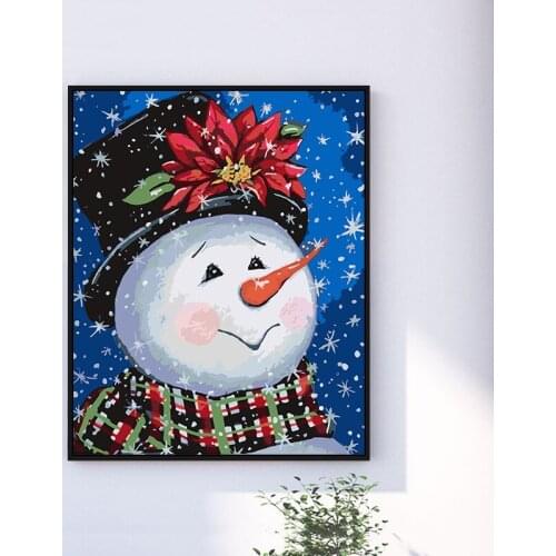 Lovely snowman diy color filling digital painting Santa Claus gift lovers romantic hand-painted living room decorative painting