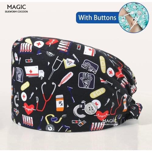 Multicolor clinical operating room hats Pet clinic nurse hospital working cap Surgical doctor cap medical hat cotton with button