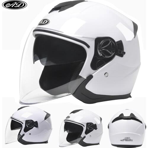 AD Motorcycle Open Face Helmet Half Helmets Motociclo Cascos Para Moto Racing Vintage Helmets Double Lens Moto Casco