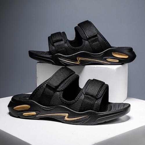 Mens Canvas Slippers 2021 New Summer Mens Breathable Outer Beach Sandals Thick-soled Non-slip Slippers