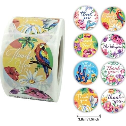 Flower Animal Thank You Sticker Paper Labels Reward Scrapbooking Stickers Wedding Party Decor Envelope Seals Stickers Stationery