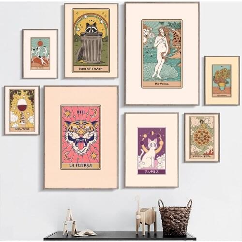 Nordic Abstract The Sunflower Venus Tarot Wall Art Pictures Canvas Painting Tiger Wine Posters Prints Living Room Home Decor