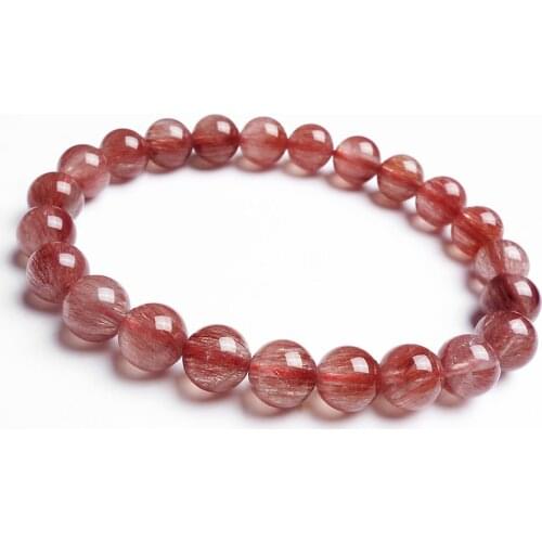 Natural Red Hair Rutilated Quartz Crsytal Bracelet 7mm 8mm 9mm Women Men Stone Love Gift Round Beads Fashion Jewelry AAAAA
