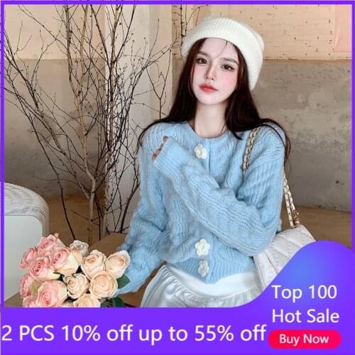 Autumn winter sweater coat for women korean style long sleeve loose cardigan female knitted jackets 5886