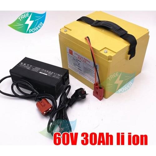 Rechargeable 60V 30Ah li ion lithium battery pack for electric scooter rickshaw tricycle electric fate bike ebike+charger