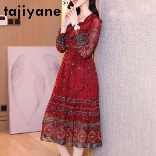 Midi for Dresses Women Summer Dress 100% Real Silk Womens Clothing Genuine Silk Boho Dresses Woman Ropa Mujer TN2548