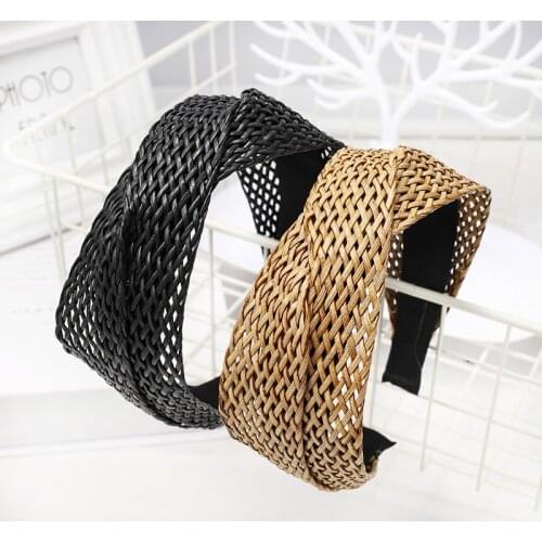 European and American woven headband headband sweet sen female wild wide-sided personality net red headband