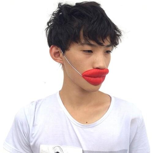 Props Jokes Sausage Red Lips Thick Big Mouth Halloween Funny Horror Latex Mask