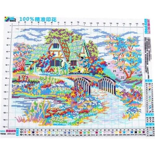 Needlework,DIY DMC Cross needle,Sets For Embroidery kits,scenery clock home decor Counted Cross-needle